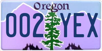 OR license plate 002YEX