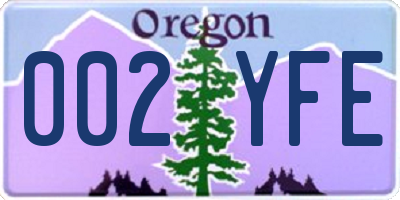 OR license plate 002YFE