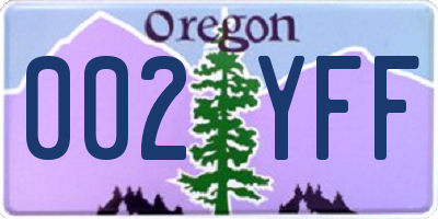 OR license plate 002YFF