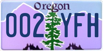 OR license plate 002YFH