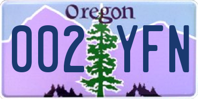 OR license plate 002YFN