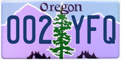 OR license plate 002YFQ