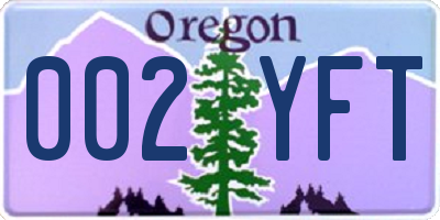 OR license plate 002YFT