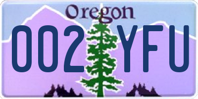 OR license plate 002YFU