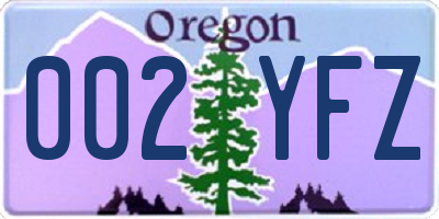 OR license plate 002YFZ
