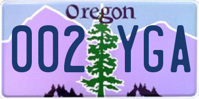 OR license plate 002YGA