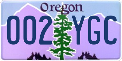 OR license plate 002YGC