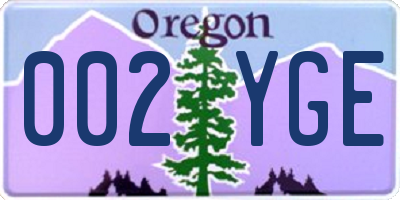 OR license plate 002YGE