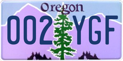 OR license plate 002YGF