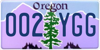 OR license plate 002YGG
