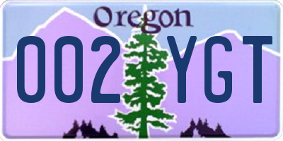 OR license plate 002YGT