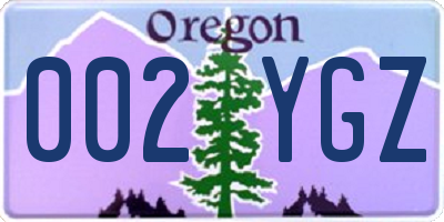 OR license plate 002YGZ