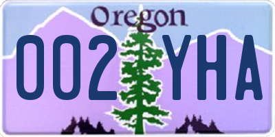 OR license plate 002YHA