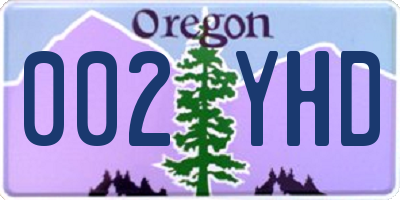 OR license plate 002YHD