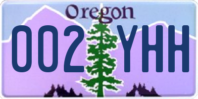 OR license plate 002YHH