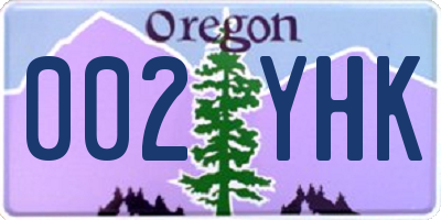 OR license plate 002YHK