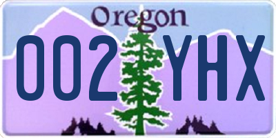 OR license plate 002YHX