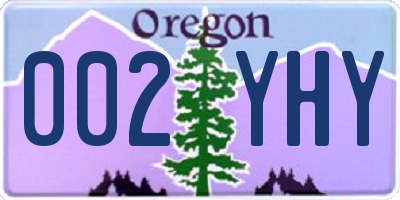 OR license plate 002YHY