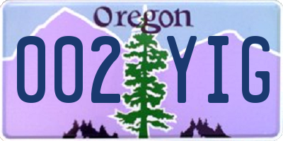 OR license plate 002YIG