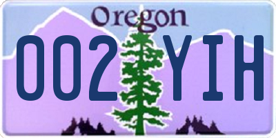 OR license plate 002YIH