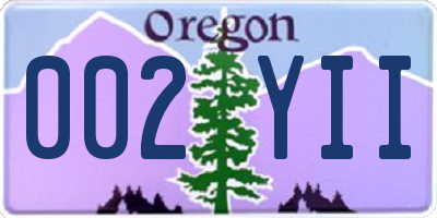 OR license plate 002YII