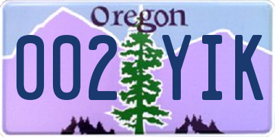 OR license plate 002YIK