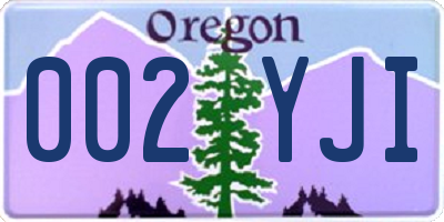 OR license plate 002YJI