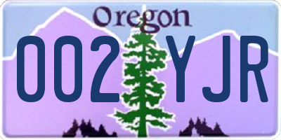 OR license plate 002YJR