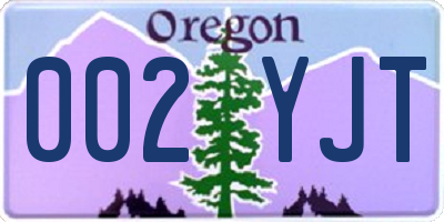 OR license plate 002YJT