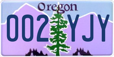 OR license plate 002YJY