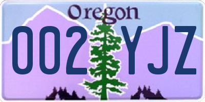 OR license plate 002YJZ