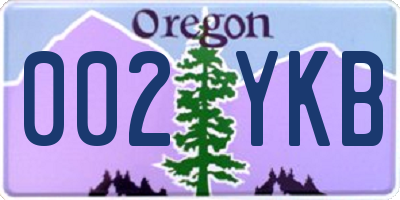 OR license plate 002YKB