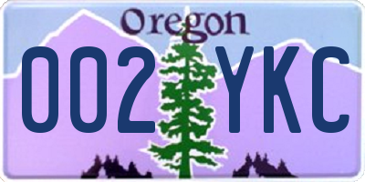 OR license plate 002YKC