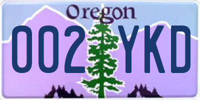 OR license plate 002YKD