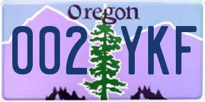 OR license plate 002YKF