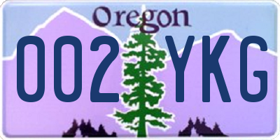 OR license plate 002YKG