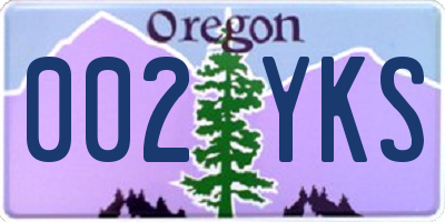 OR license plate 002YKS