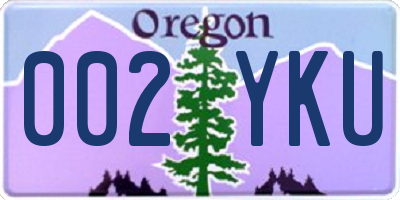 OR license plate 002YKU