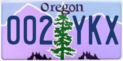 OR license plate 002YKX