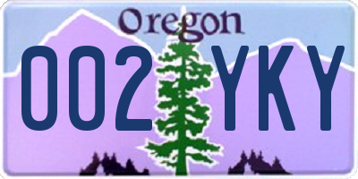 OR license plate 002YKY