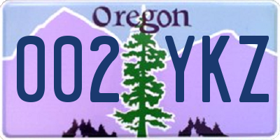 OR license plate 002YKZ