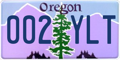 OR license plate 002YLT