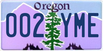 OR license plate 002YME