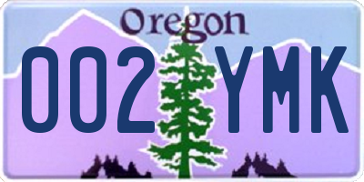OR license plate 002YMK