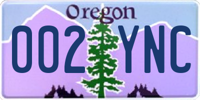 OR license plate 002YNC