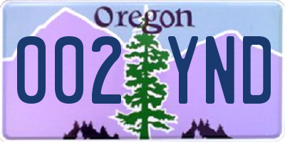 OR license plate 002YND