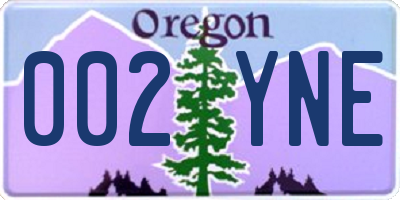 OR license plate 002YNE