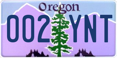 OR license plate 002YNT