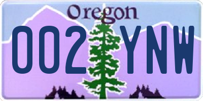 OR license plate 002YNW