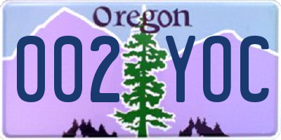 OR license plate 002YOC